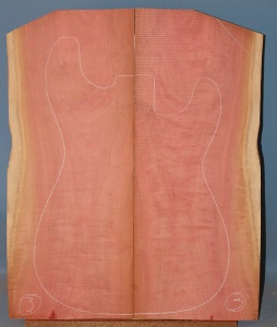 Pink ivory wood guitar top type 'C' number 3