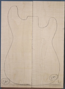 Curly maple guitar top type 'C'  light figure number 345