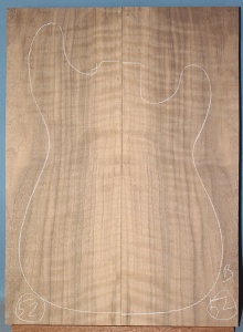 American curly black walnut guitar top type 'B' number 52