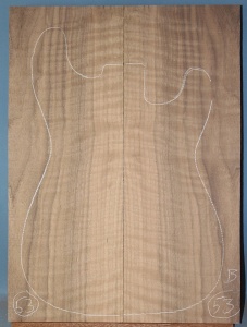 American curly black walnut guitar top type 'B' number 53