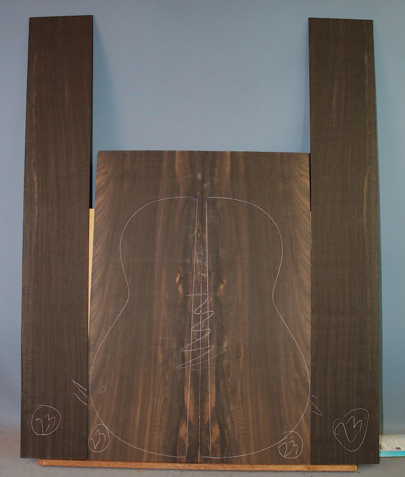 African ebony guitar back and sides set number 23 - Timberline - Exotic ...