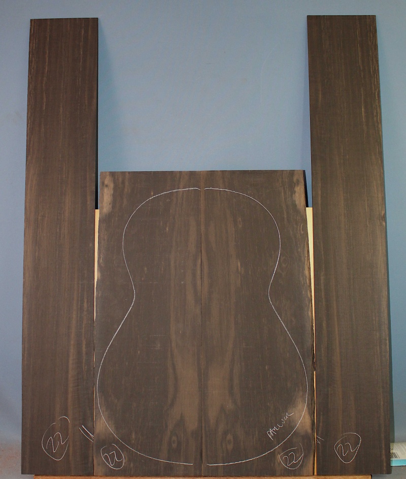 African ebony guitar back and sides set number 22 - Timberline - Exotic ...