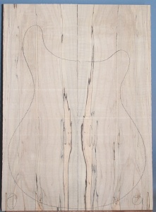 Spalted maple guitar top type 'B' light figure number 7